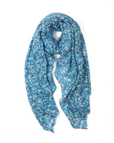 floral scarf, lightweight scarf, summer scar, cottage core scarf, delicate scarf, gold accents scarf